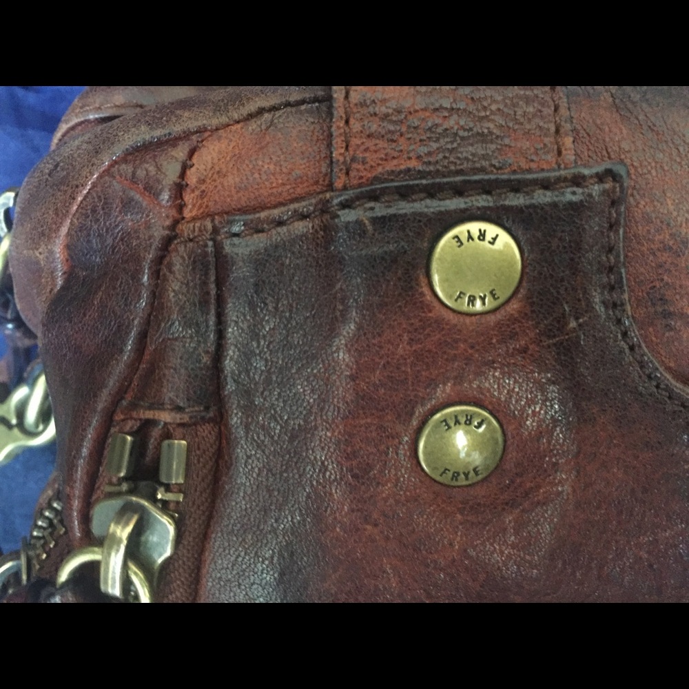 FRYE ELAINE COGNAC SATCHEL Crossbody Handbag GORG - Picture 3 of 9